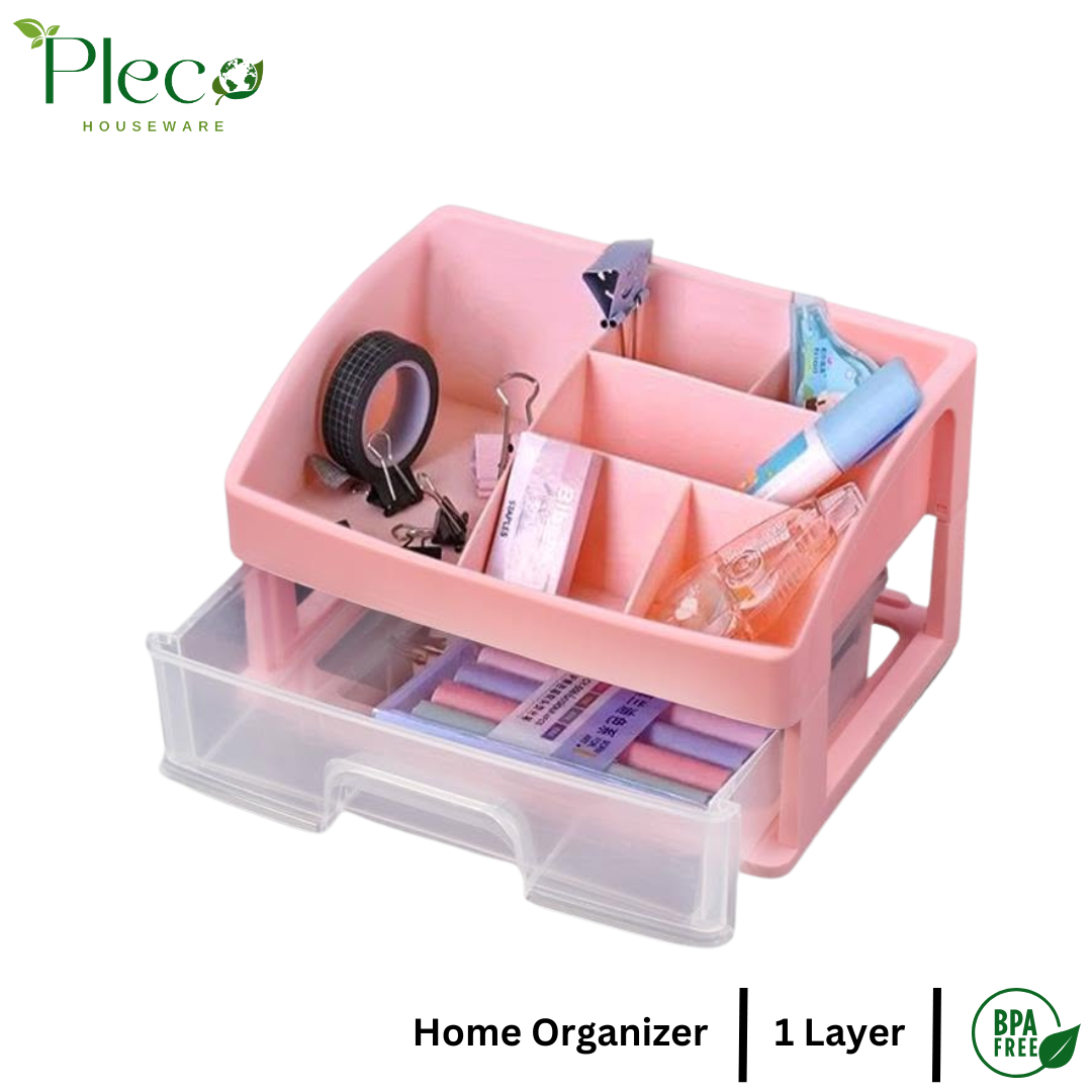 Multi-purpose Organizer with Drawers | Transparent Desk Storage Box | Makeup Organizer | Stationery Holder for Home, School & Office