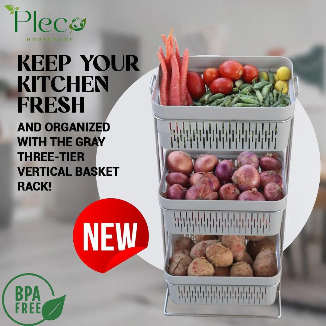Multipurpose 3 Layer Rack For Kitchen Storage Organizer | Vegetable Rack and Washroom, Bedroom Use - Pleco Houseware