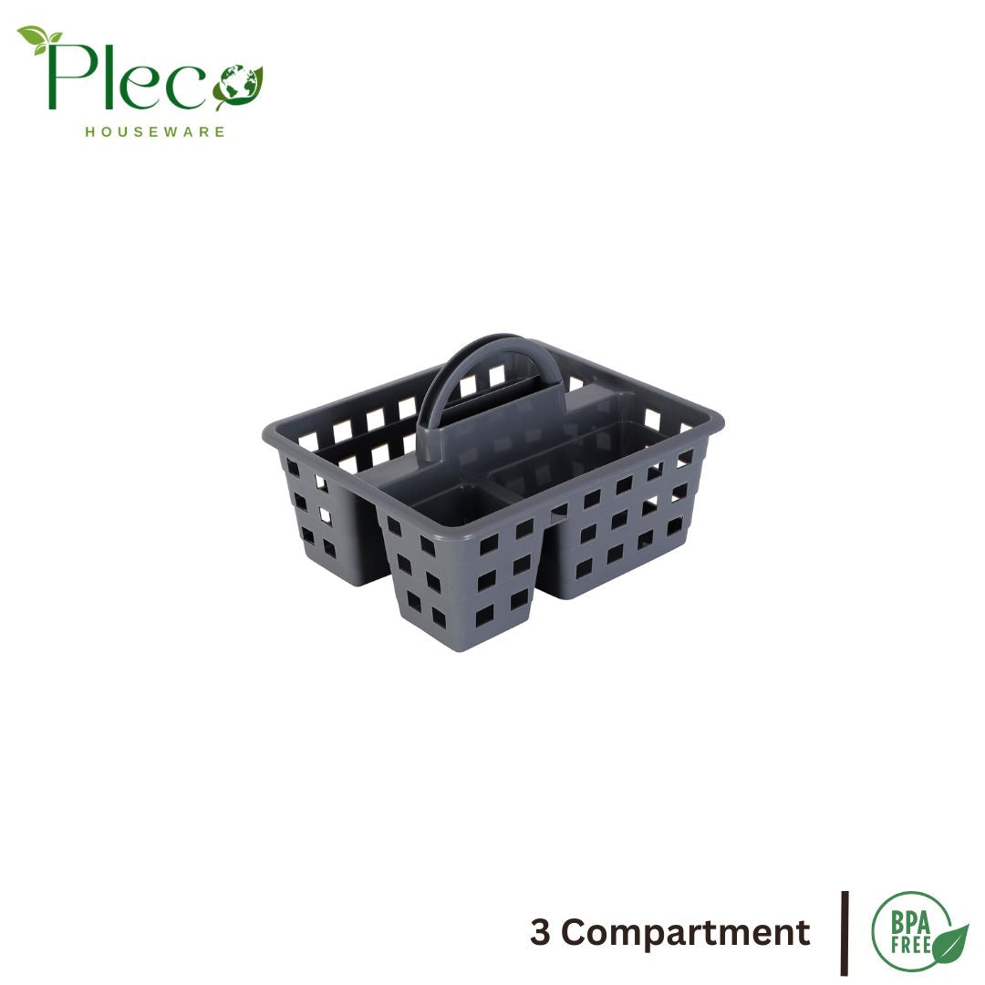 Caddy Basket – 3 Compartment Plastic Storage Tote Organizer for Home & Baby Use - Pleco Houseware