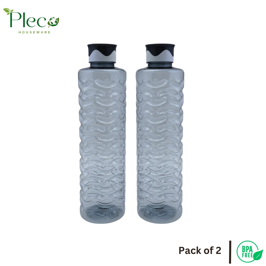 Fridge Water Bottle 2-Piece Set – 1200ml Each | Unbreakable Food Grade PET Plastic | Jumbo Series - Pleco Houseware