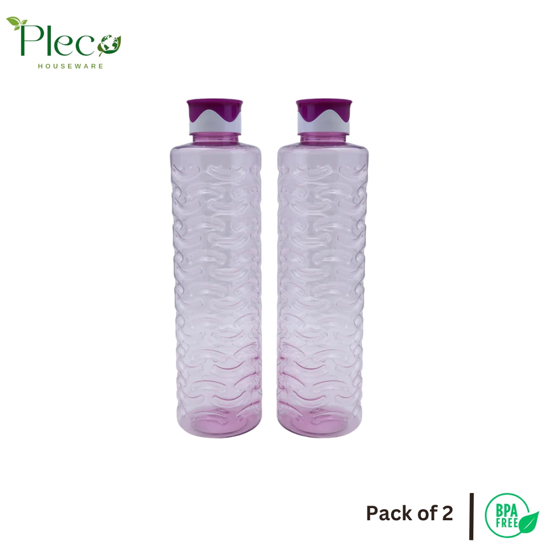 Fridge Water Bottle 2-Piece Set – 1200ml Each | Unbreakable Food Grade PET Plastic | Jumbo Series - Pleco Houseware
