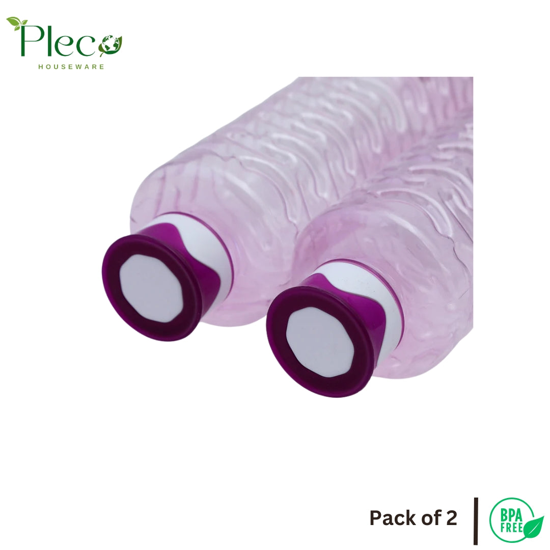 Fridge Water Bottle 2-Piece Set – 1200ml Each | Unbreakable Food Grade PET Plastic | Jumbo Series - Pleco Houseware
