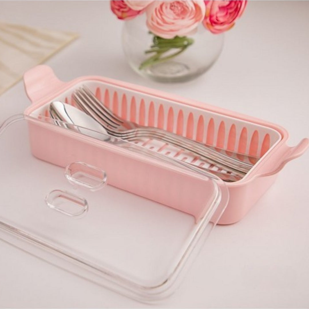 Cutlery Box With Lid | Cutlery Tray - Pleco Houseware