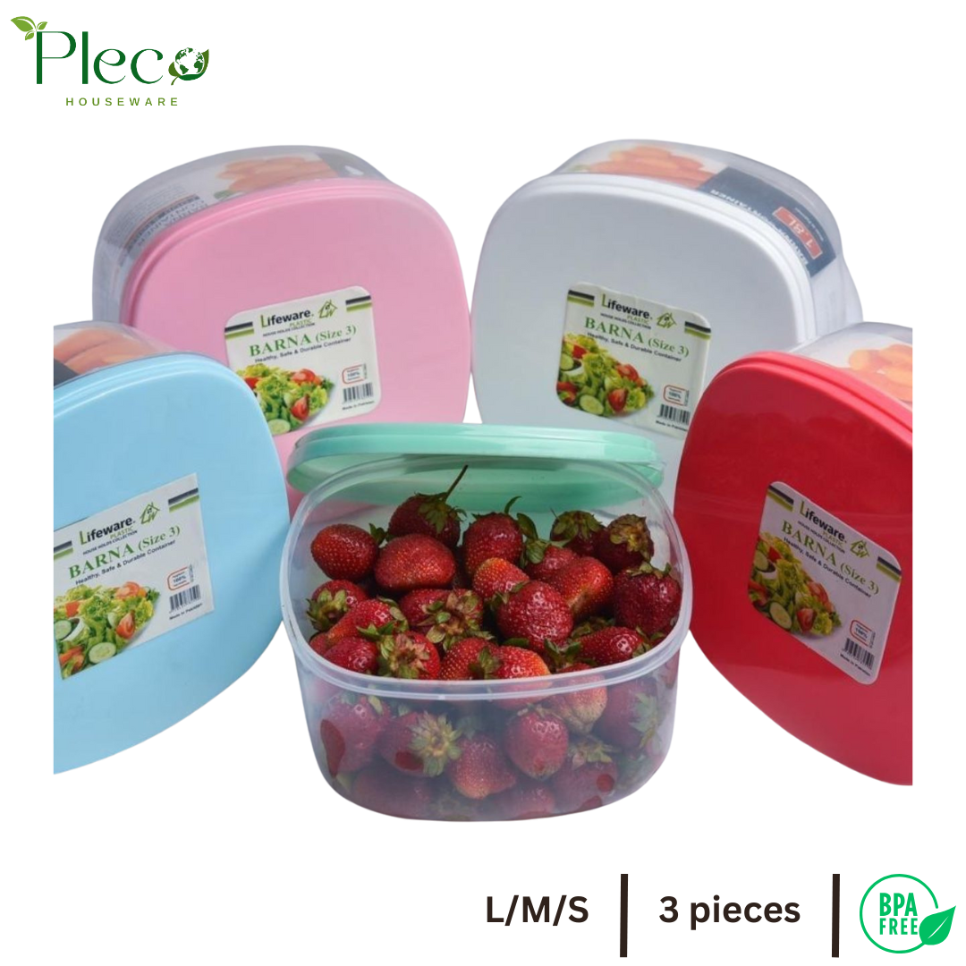 Food Storage Container Pack of 3 | Stackable BPA-Free Plastic Airtight Crisper Multipurpose Organizer Boxes
