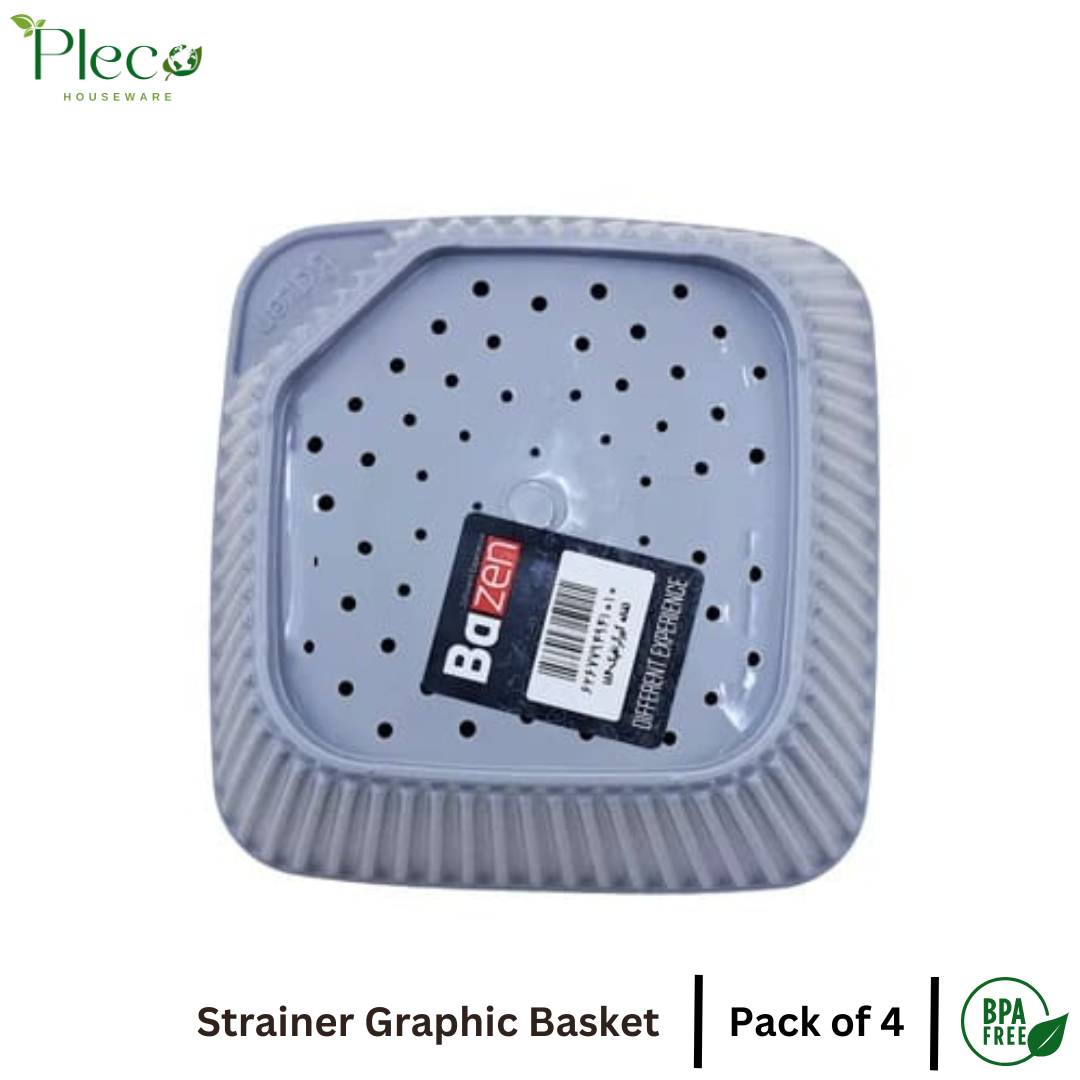 Pack of 4 – Plastic Strainer & Colander Strainer Basket Set | Double Layer Fruit & Vegetable Washing Bowl | Wheat Straw Rice, Noodles & Pasta Draining Basket