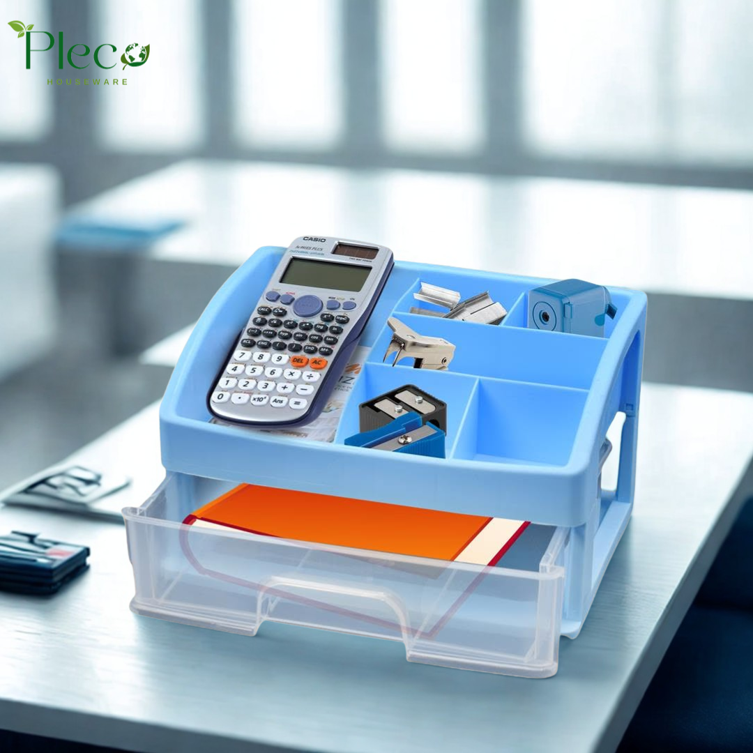 Multi-purpose Organizer with Drawers | Transparent Desk Storage Box | Makeup Organizer | Stationery Holder for Home, School & Office