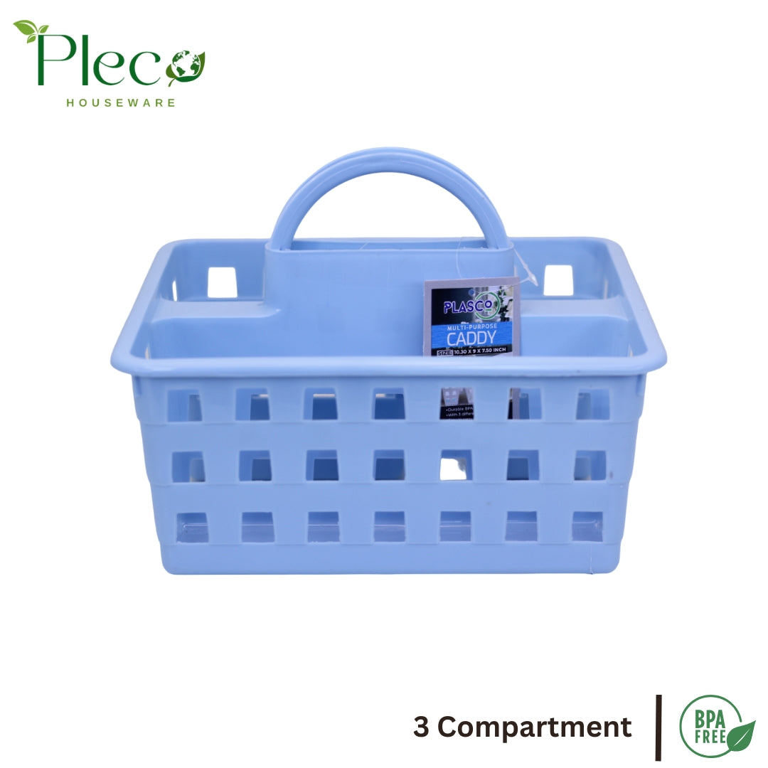 Caddy Basket – 3 Compartment Plastic Storage Tote Organizer for Home & Baby Use - Pleco Houseware