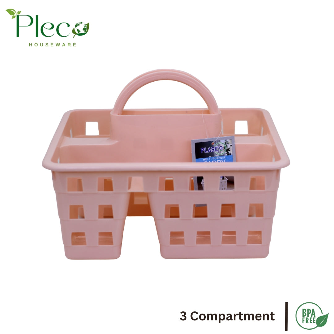 Caddy Basket – 3 Compartment Plastic Storage Tote Organizer for Home & Baby Use - Pleco Houseware