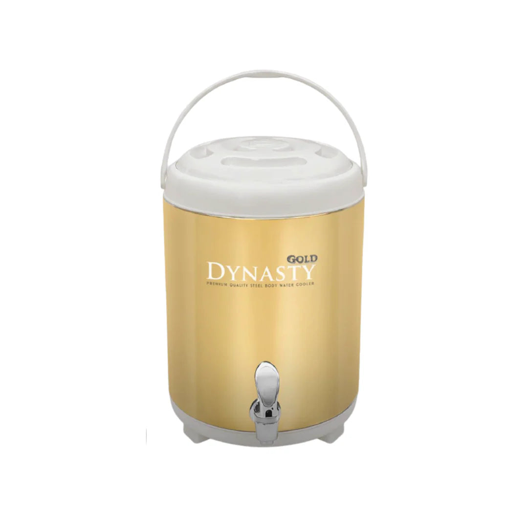 Dynasty White and Gold Hotpot Set with Water Cooler – 4 Piece Insulated Food Warmer Collection