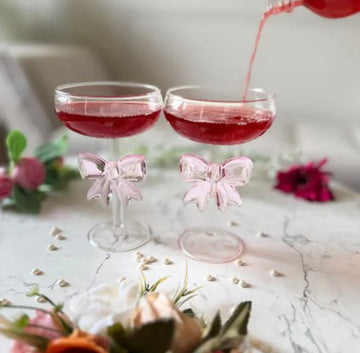 Exquisite Pink Bow Coupe Glass – Elegant Dessert & Cocktail Glass (1 Pc)