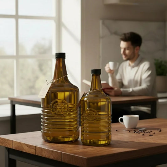 Rustic Amber Glass Bottle