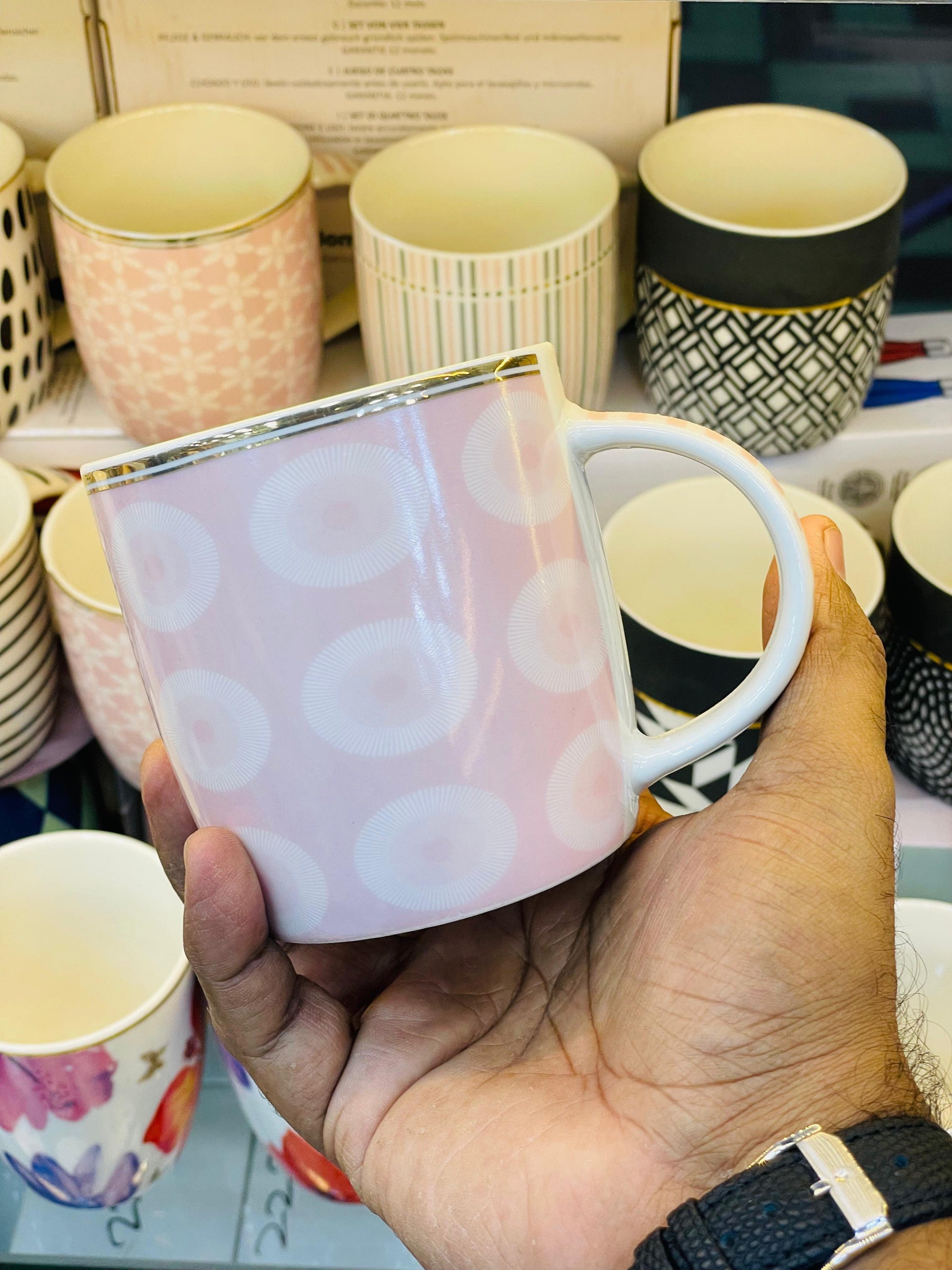 Printed Bone China Mug Set of 6 - Pleco Houseware