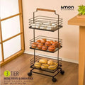 3‑Tier Metal Rack with Fabric Baskets - Pleco Houseware