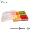 4 Grid Airtight Freezer Box with Lid & Lock | Plastic Food Storage Container | Multipurpose Frozen Food Fruit Organizer – 250ml Each Section - Pleco Houseware