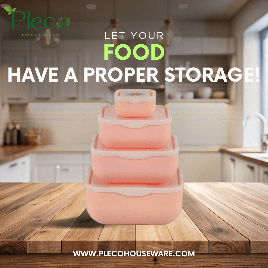 4 - in - 1 Unbreakable Food Storage Containers – BPA - Free with Invisible Lids - Pleco Houseware