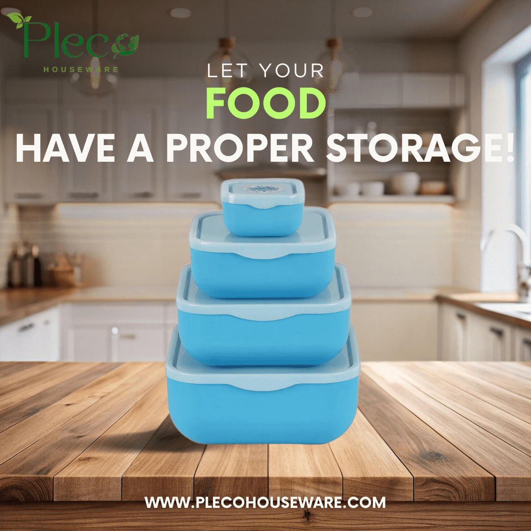 4 - in - 1 Unbreakable Food Storage Containers – BPA - Free with Invisible Lids - Pleco Houseware