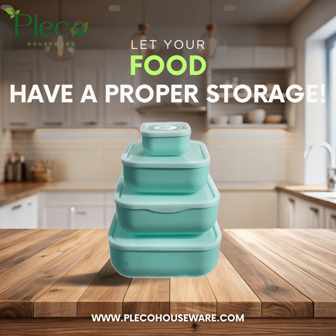 4 - in - 1 Unbreakable Food Storage Containers – BPA - Free with Invisible Lids - Pleco Houseware
