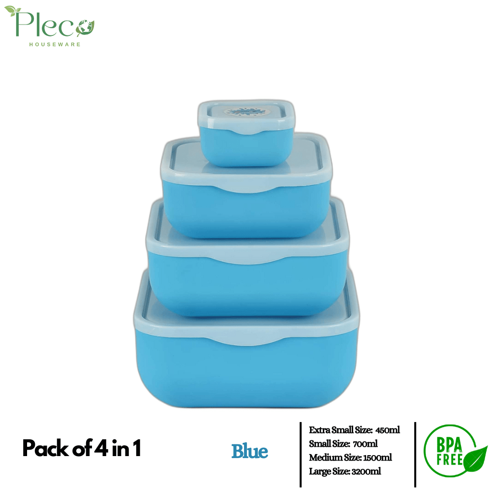 4 - in - 1 Unbreakable Food Storage Containers – BPA - Free with Invisible Lids - Pleco Houseware