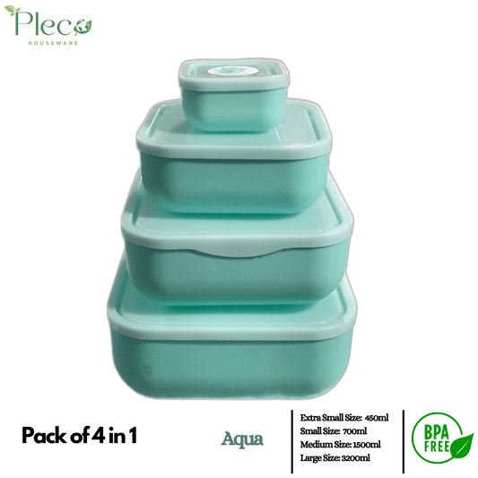 4 - in - 1 Unbreakable Food Storage Containers – BPA - Free with Invisible Lids - Pleco Houseware