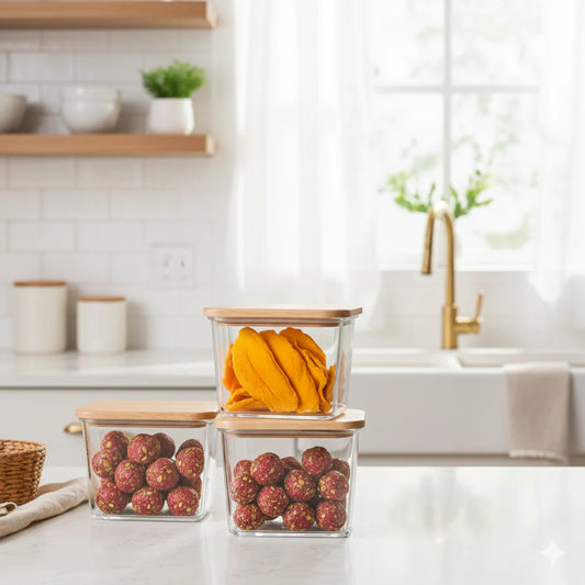 Airtight Glass Jar with Wooden Lid