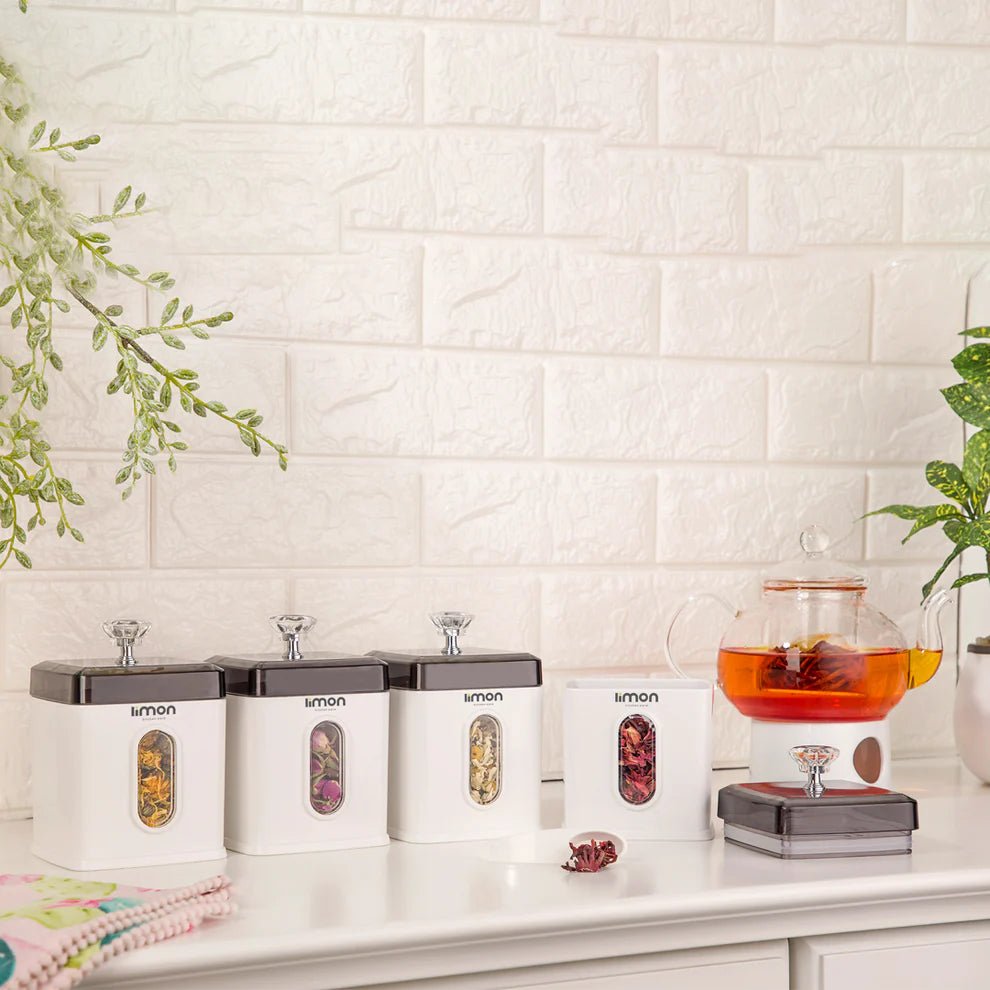 6‑Piece Airtight Spice Jar Rack w/ Spoons - Pleco Houseware