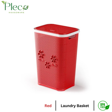Laundry Basket - Red - Pleco Houseware