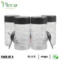 Pack of 4 Jars for Kitchen | 400ml Ideal Storage for Seasonings - Herbs, BBQ and Spices | BPA Free Jar - Pleco Houseware