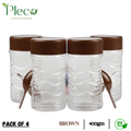 Pack of 4 Jars for Kitchen | 400ml Ideal Storage for Seasonings - Herbs, BBQ and Spices | BPA Free Jar - Pleco Houseware