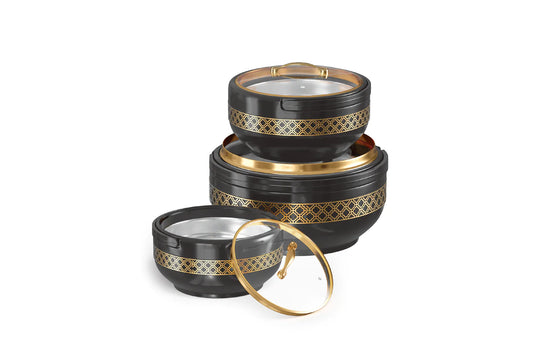 Brighton Hotpot Gold Set - 3 Pcs | Insulated Casserole Set | Black - Pleco Houseware