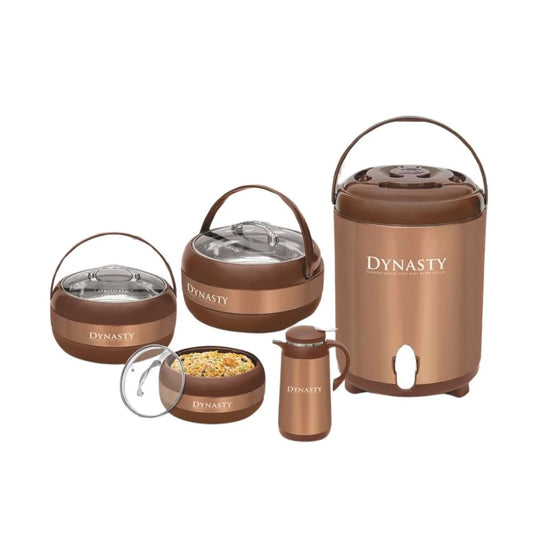 Dynasty Classic 5-Piece Insulated Hotpot Set with Water Cooler and Thermos Flask - Pleco Houseware