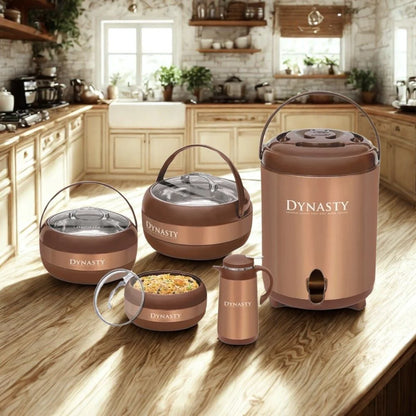 Dynasty Classic 5-Piece Insulated Hotpot Set with Water Cooler and Thermos Flask - Pleco Houseware