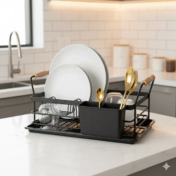 Compact Dish Rack with Wooden Handles – Limon