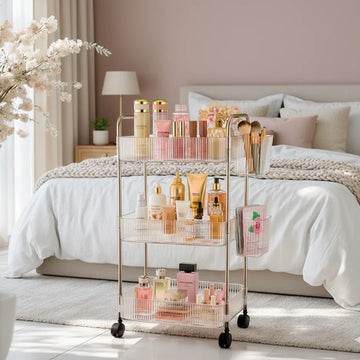 Acrylic 3-Tier Rolling Trolley