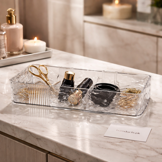 Transparent Wall-Mounted Acrylic Organizer Shelf with Adhesive Hooks – Bathroom & Kitchen Storage