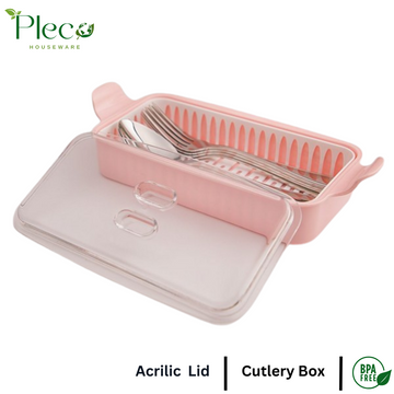 Cutlery Box With Lid | Cutlery Tray - Pleco Houseware