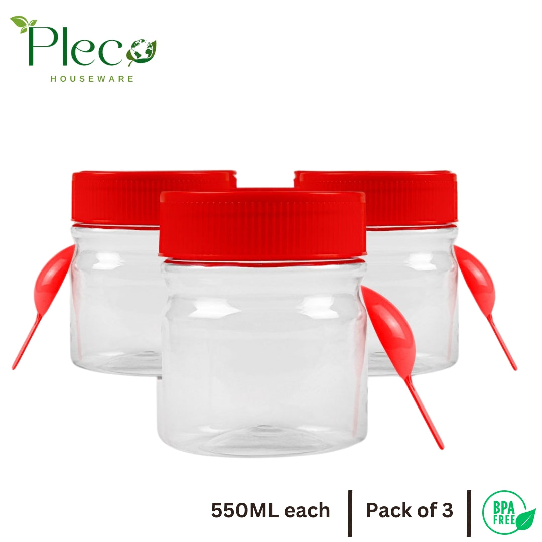 Kitchen Jar - Kitchen Grocery Jar 550ml Set of 3 - Pleco Houseware