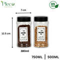 Airtight Spice & Grocery Jar Set | 2/3/4/6/8 Pcs Transparent Food Grade Containers | Kitchen Storage Canisters for Spices, Snacks, Pulses & Dry Food | With Label Stickers - Pleco Houseware