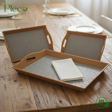 Fiber Serving Tray – 3 Pcs Set | Lightweight & Durable