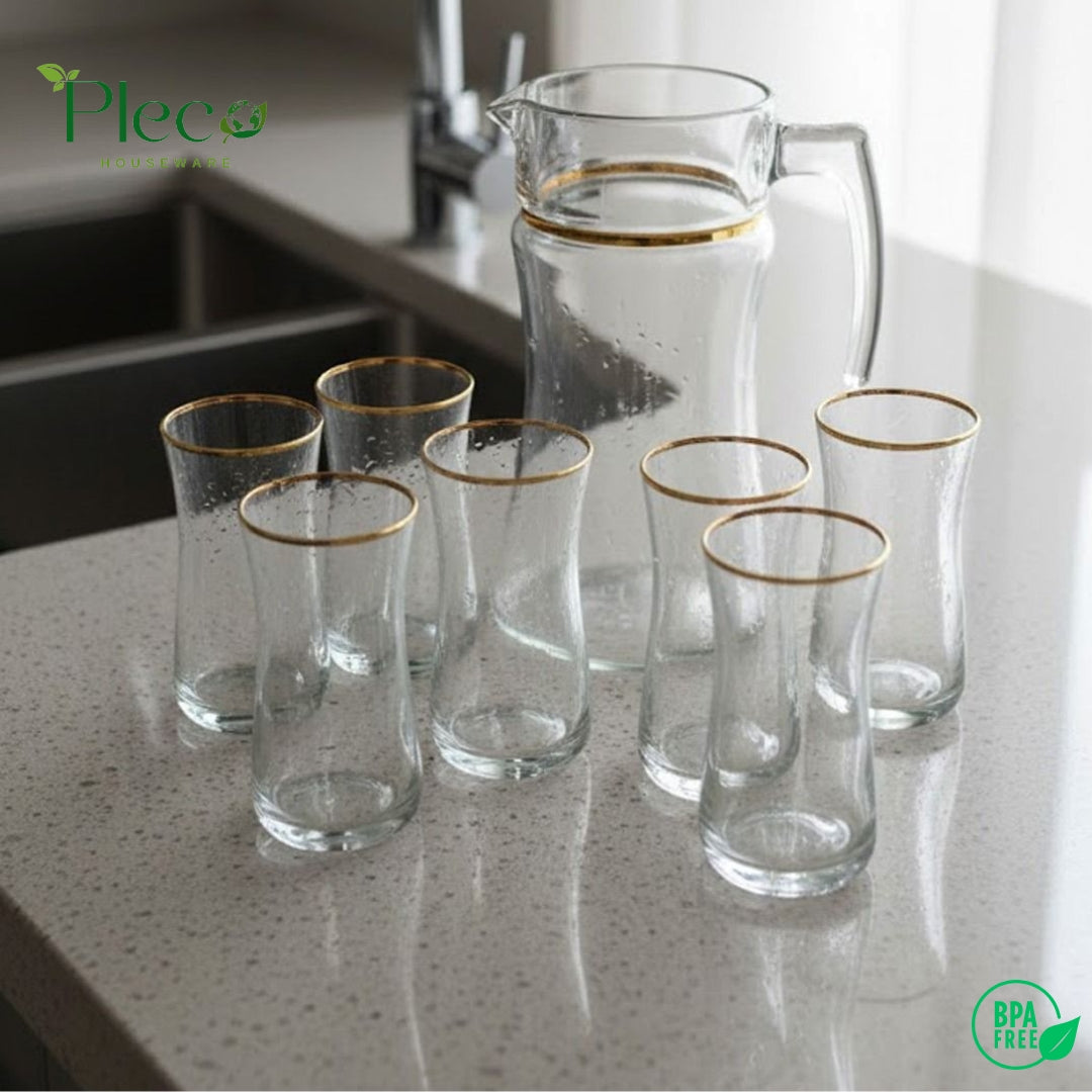 Pasabahce Turkey Water Set – 6 Glasses + 1 Jug | Premium Quality - Pleco Houseware