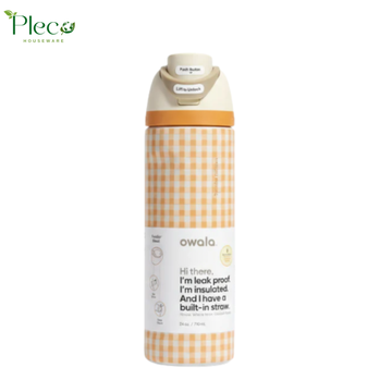 Owala FreeSip 24oz Water Bottle - Mustard Ghingham