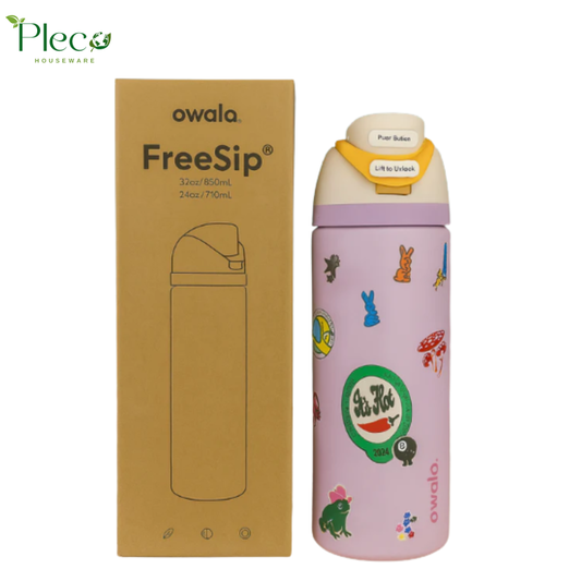 Owala FreeSip 24oz Water Bottle - Pastle Purple Fun Stickers