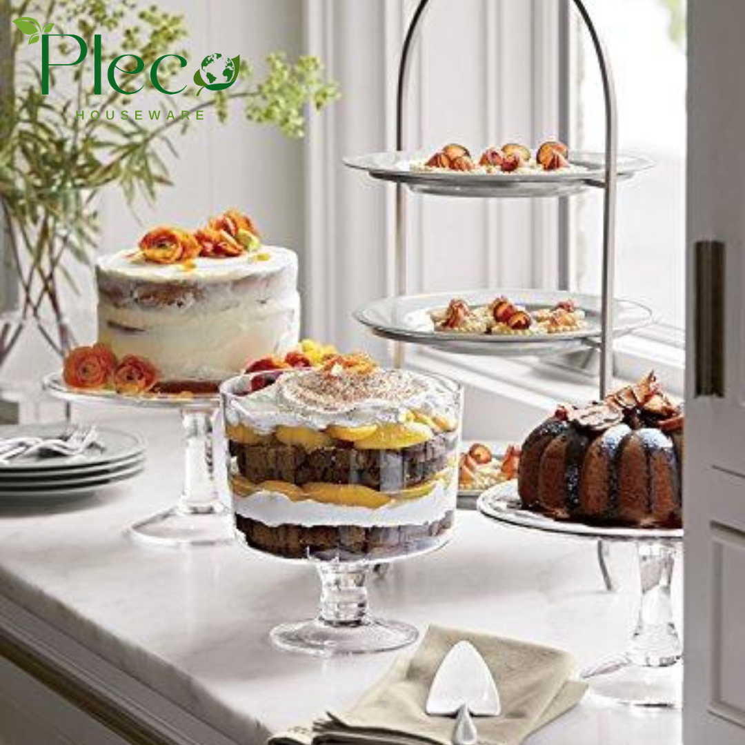Trifle Bowl Large 3 Liter | Clear Serving & Dessert Bowl | Elegant Tableware - Pleco Houseware