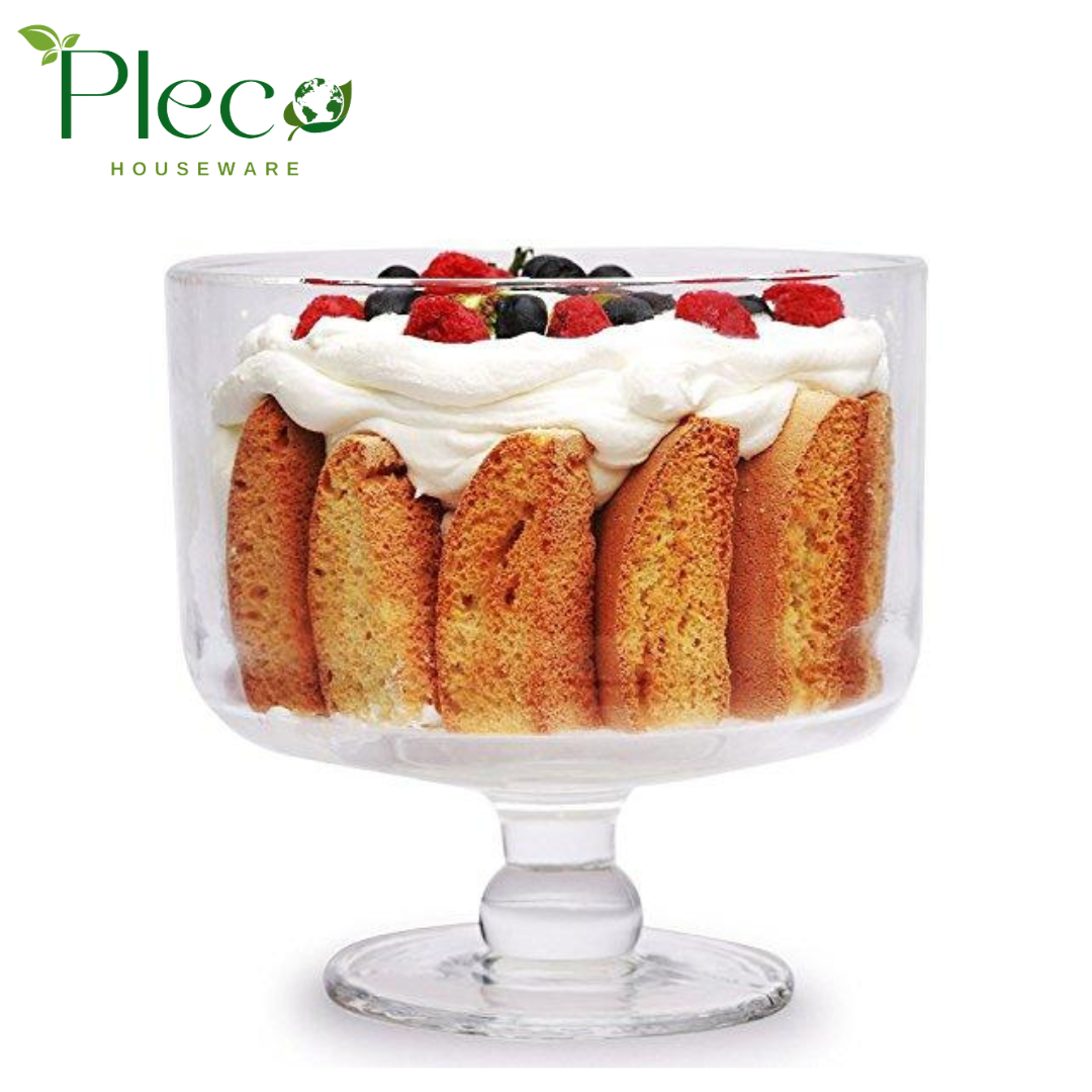 Trifle Bowl Large 3 Liter | Clear Serving & Dessert Bowl | Elegant Tableware - Pleco Houseware