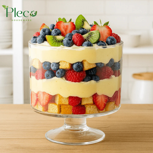 Trifle Bowl Large 3 Liter | Clear Serving & Dessert Bowl | Elegant Tableware - Pleco Houseware