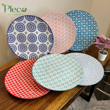 8-Inch Multicolor Ceramic Dinner Plates – Set of 6
