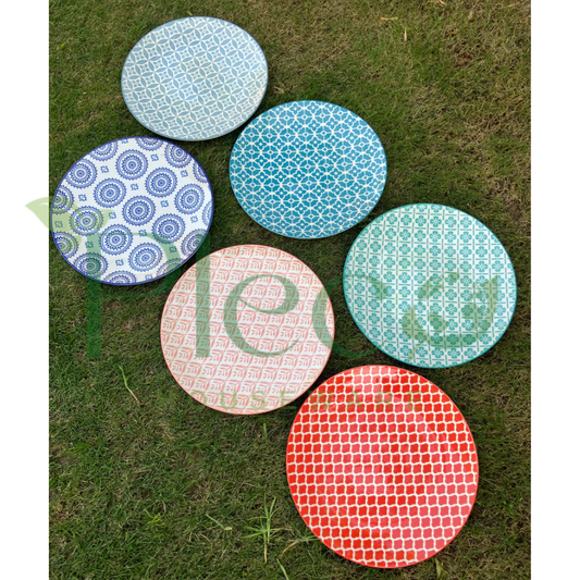 8-Inch Multicolor Ceramic Dinner Plates – Set of 6
