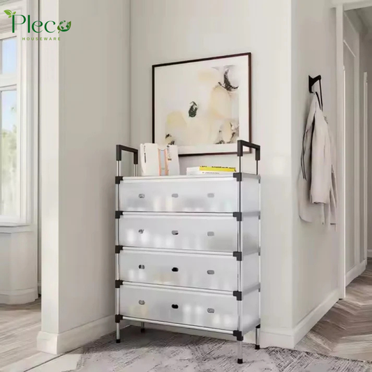 Narrow Shoe Rack Shoe Storage Shoe Racks Stand Shelf 5 Tier with Door Boxes Stackable Clear Lightweight Rust Proof Space Saving Durable High Capacity for Dormitory Transparent