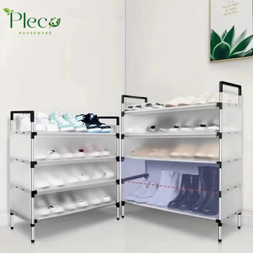 Narrow Shoe Rack Shoe Storage Shoe Racks Stand Shelf 5 Tier with Door Boxes Stackable Clear Lightweight Rust Proof Space Saving Durable High Capacity for Dormitory Transparent