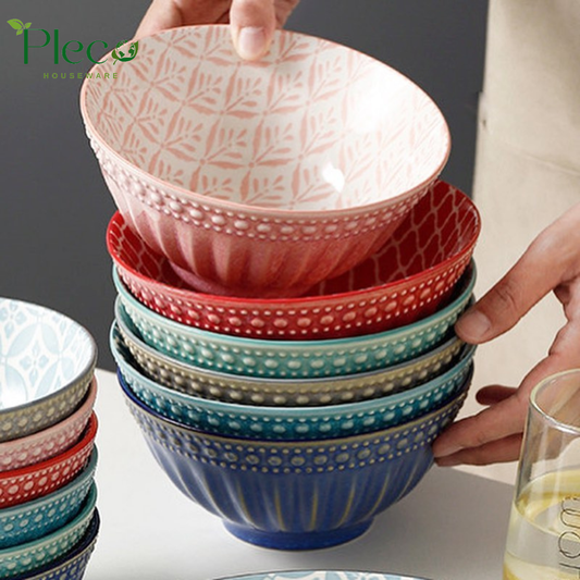 Danny Ceramic Bowl Set – 6 Pieces | Premium Multicolor Serving & Soup Bowls