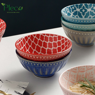 Danny Ceramic Bowl Set – 6 Pieces | Premium Multicolor Serving & Soup Bowls